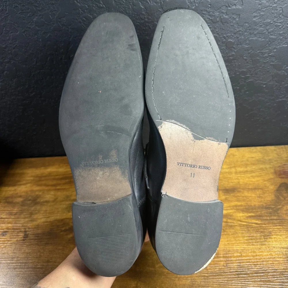 Vittorio Russo Cap Toe Black Leather‎ Oxford Dress Shoes Mens 11